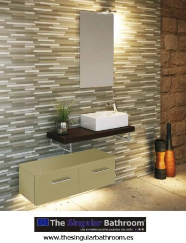 Mueble de baño con lavabo rectangular porcelana sobre encimera Salamanca