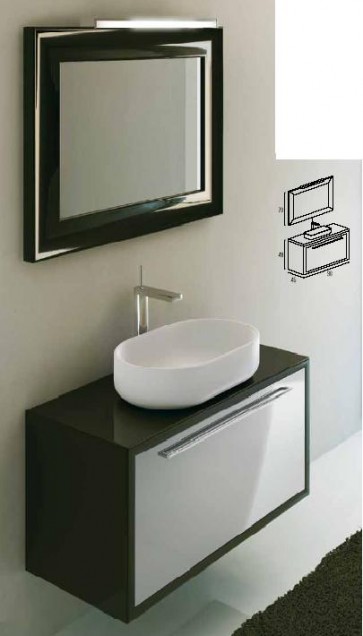 Mueble de baño con lavabo de vidrio 3 cajones Salamanca