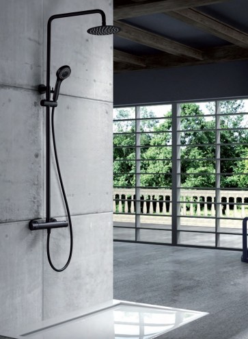 Conjunto ducha termostática LONDRES en color negro mate