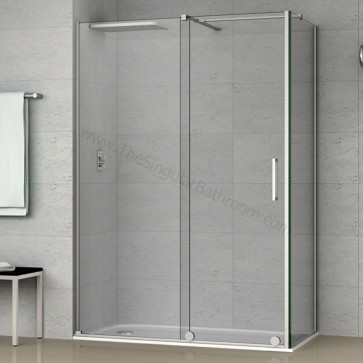Mampara frontal fijo y puerta corredera DEYBAN LIVERPOOL con lateral fijo