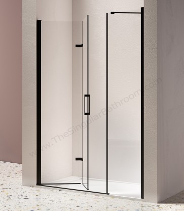 Mampara frontal plegable KASSANDRA NARDI en plata alto brillo y negro mate