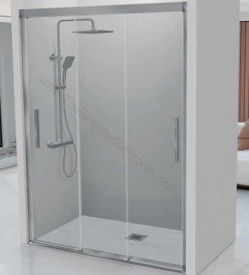 Mampara ducha en negro mate KASSANDRA MASELA frontal y opcion lateral fijo