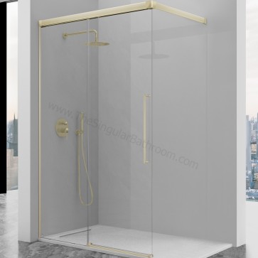 Mampara ducha en negro mate KASSANDRA MASELA frontal y opcion lateral fijo