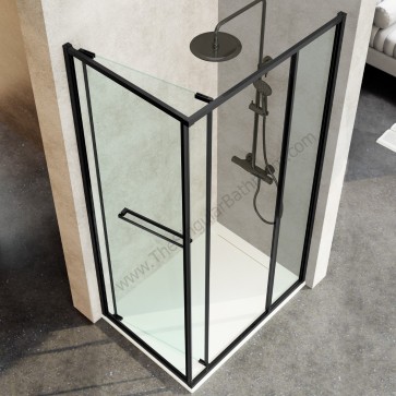 Mampara ducha en negro mate KASSANDRA MASELA frontal y opcion lateral fijo