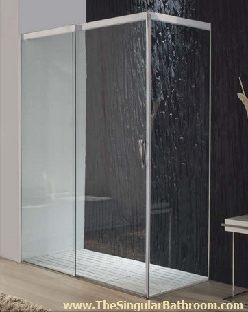 Mampara de ducha rectangular de 3 hojas en vidrio transparente economica