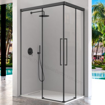 Mampara ducha en negro mate KASSANDRA MASELA frontal y opcion lateral fijo