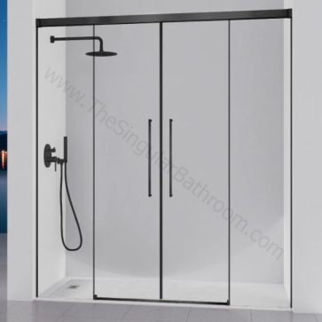 Mampara ducha en negro mate KASSANDRA MASELA frontal y opcion lateral fijo