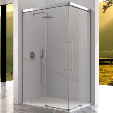 Mampara ducha en negro mate KASSANDRA MASELA frontal y opcion lateral fijo