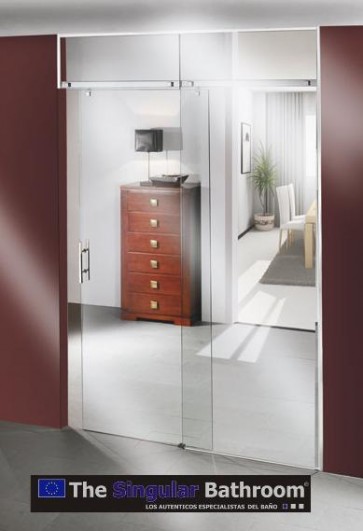 Puerta de cristal corrediza para baño