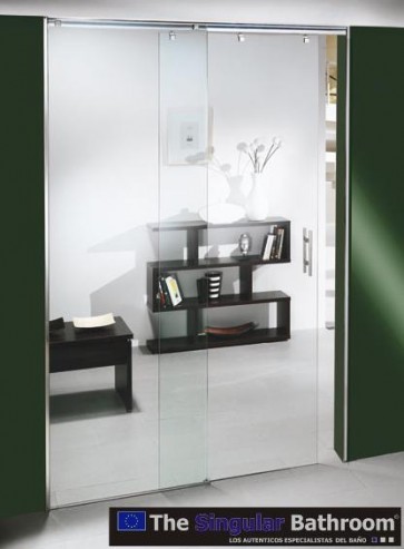 Puerta corredera de cristal para baño