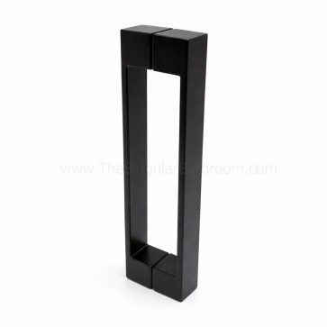 Tirador doble asa en negro para puerta de ducha