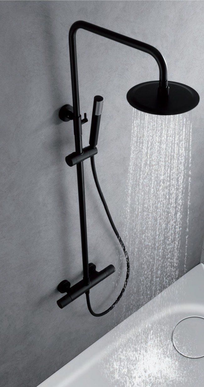 Columna ducha termostática Negro Mate Ergos - La fontanería en casa
