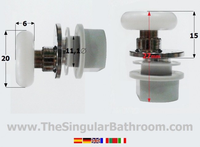 Rodamiento Excéntrico para mamparas de ducha 28x7 ref 152