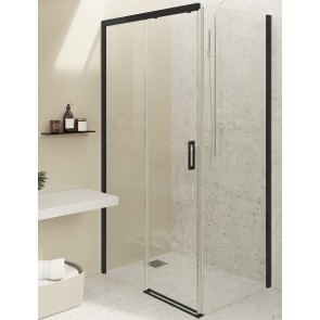 Mampara frontal con 1 fijo y puerta corredera LINARES con lateral fijo 