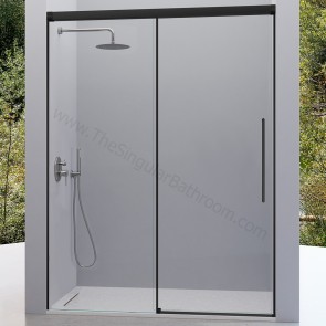 Mampara ducha en negro mate KASSANDRA MASELA frontal y opcion lateral fijo