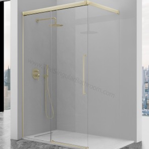 Mampara ducha en negro mate KASSANDRA MASELA frontal y opcion lateral fijo