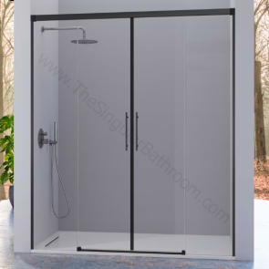 Mampara ducha en negro mate KASSANDRA MASELA frontal y opcion lateral fijo