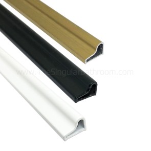 Perfil inferior aluminio vierteaguas en colores negro, blanco y oro