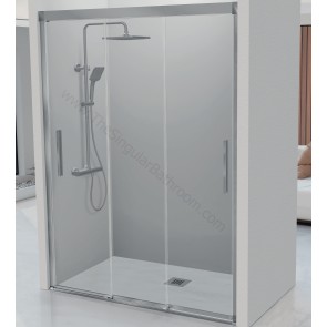 Mampara ducha en negro mate KASSANDRA MASELA frontal y opcion lateral fijo