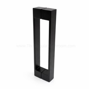 Tirador doble asa en negro para puerta de ducha