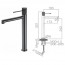 Grifo lavabo alto negro brillo