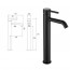 Grifo monomando de Lavabo alto negro LIKE AQUASSENT