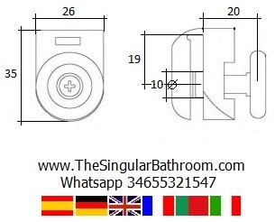 Roulette droite pour cabine douche (unité) 20mm