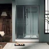 Mampara frontal acero inox Doccia Rodas, 1 puerta corredera y 1 fijo