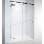 Mampara frontal acero inox Doccia Rodas, 1 puerta corredera y 1 fijo
