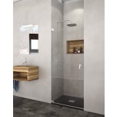 Mampara frontal acero inox Doccia Rodas, 1 puerta corredera y 1 fijo