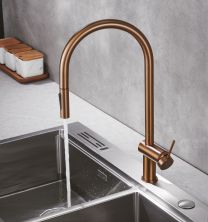 Grifo de cocina extraible BERNA oro rosa cepillado