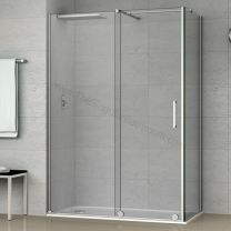 Mampara frontal fijo y puerta corredera DEYBAN LIVERPOOL con lateral fijo