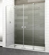Mampara frontal acero inox DEYBAN LONDON con 2 puertas correderas centrales