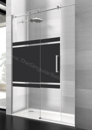 Mampara frontal acero inox DEYBAN SAINA fijo y puerta corredera