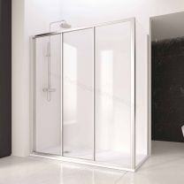 Mampara de ducha frontal PROFILTEK EDDY con 2 puertas correderas y 1 fijo