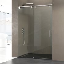 Mampara acero inox GME FUTURA frontal fijo y puerta corredera