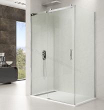 Mampara GME ROTARY acero inox frontal fijo y puerta corredera