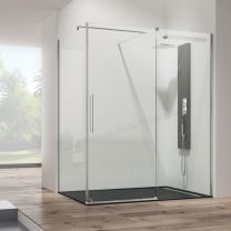 Mampara acero inox GME VETRUM frontal con lateral fijo
