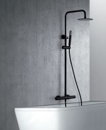 Columna de ducha y bañera termostática LINE color negro