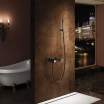 Grifo de ducha y bañera monomando OLIMPO color Negro y Oro Rosa