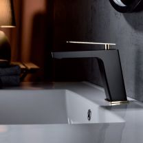 Grifo monomando de Lavabo SUECIA en color negro y oro brillo
