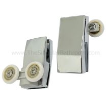 Soporte cromado con doble rueda de 19mm para mampara de ducha