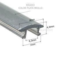 Embellecedor en color plata para perfiles de aluminio de mamparas de ducha y baño