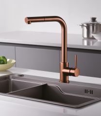 Grifo de cocina monomando extraíble MALTA Oro rosa cepillado