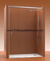 Mampara de ducha frontal con un fijos y una puerta corredera