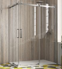Mampara ducha Angular KASSANDRA LIBERTY ACERO INOX. 2 fijos + 2 puertas correderas