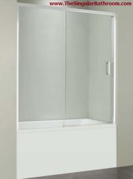 Mampara de bañera frontal de una puerta corredera y panel fijo