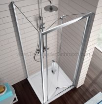 Mampara KASSANDRA SERIE 300 frontal puertas plegables y lateral fijo 