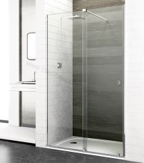 Mampara frontal acero inox DEYBAN LONDON fijo y puerta corredera