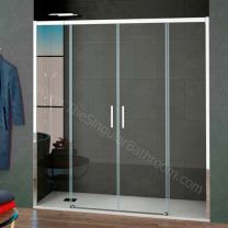 Mampara frontal DECORBAN ZAMORA con 2 fijo y 2 puerta corredera en color plata brillo y negro